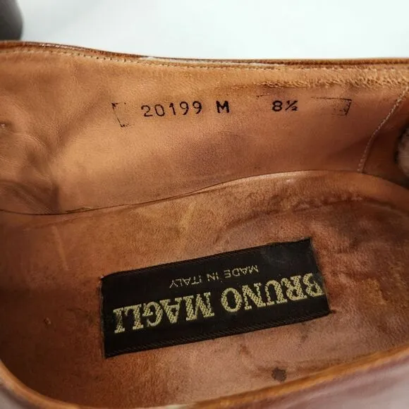 Vintage Bruno Magli Vero Cuoio Mens Brown Leather Loafers Size 8.5