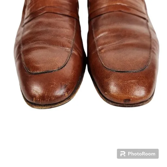 Vintage Bruno Magli Vero Cuoio Mens Brown Leather Loafers Size 8.5