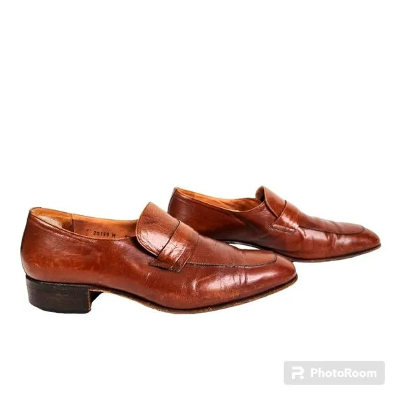 Vintage Bruno Magli Vero Cuoio Mens Brown Leather Loafers Size 8.5