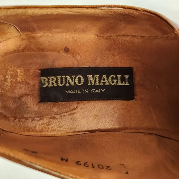 Vintage Bruno Magli Vero Cuoio Mens Brown Leather Loafers Size 8.5