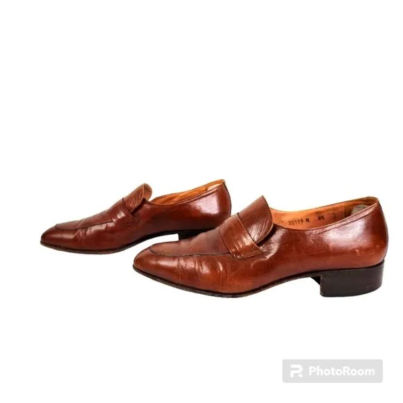 Vintage Bruno Magli Vero Cuoio Mens Brown Leather Loafers Size 8.5