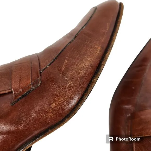 Vintage Bruno Magli Vero Cuoio Mens Brown Leather Loafers Size 8.5