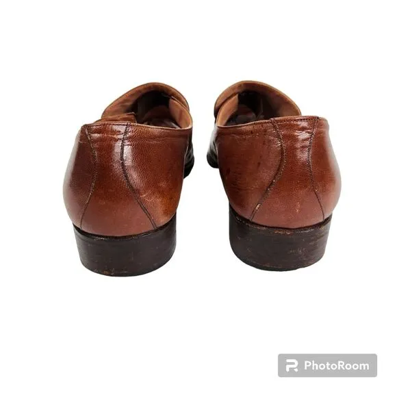 Vintage Bruno Magli Vero Cuoio Mens Brown Leather Loafers Size 8.5