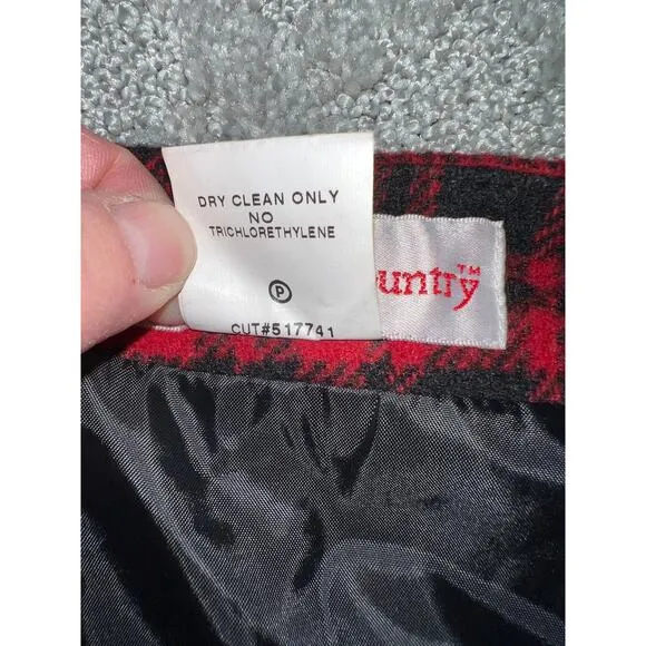 Vintage Cambridge Midi Skirt 12 Petite Wool Wrap Fringe Plaid 12P Schoolgirl MP