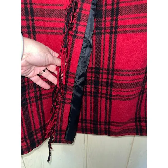 Vintage Cambridge Midi Skirt 12 Petite Wool Wrap Fringe Plaid 12P Schoolgirl MP