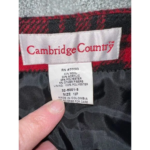 Vintage Cambridge Midi Skirt 12 Petite Wool Wrap Fringe Plaid 12P Schoolgirl MP