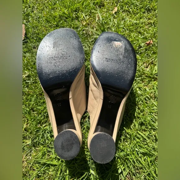 Vintage Charles Jourdan Block Heel Tan Sandals Sz 10