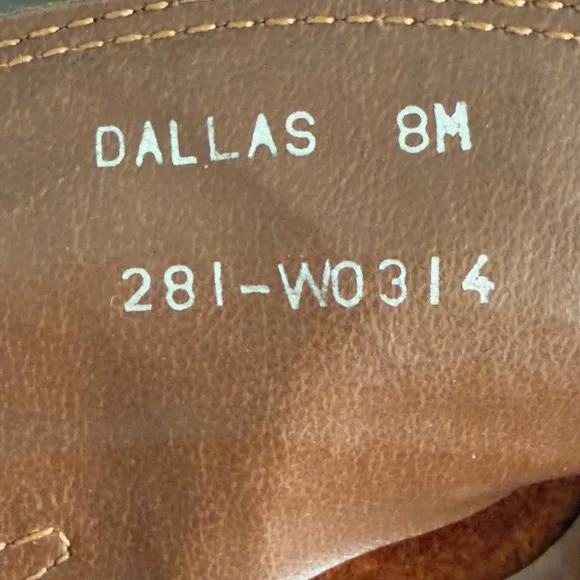 Vintage Dallas Western Cowboy Boots Brown Leather 8M Brazil Boho Festival