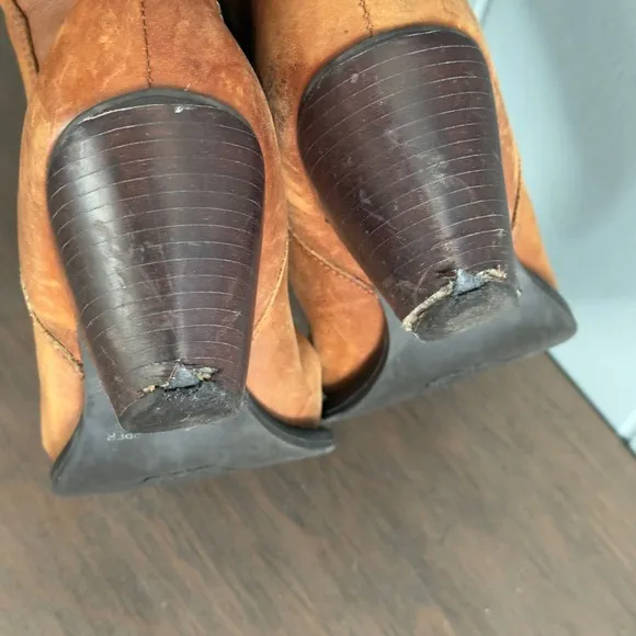 Vintage Dallas Western Cowboy Boots Brown Leather 8M Brazil Boho Festival