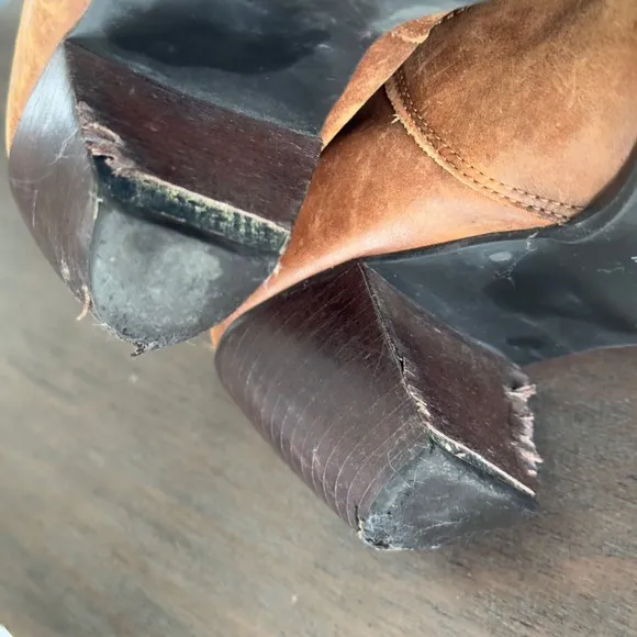 Vintage Dallas Western Cowboy Boots Brown Leather 8M Brazil Boho Festival