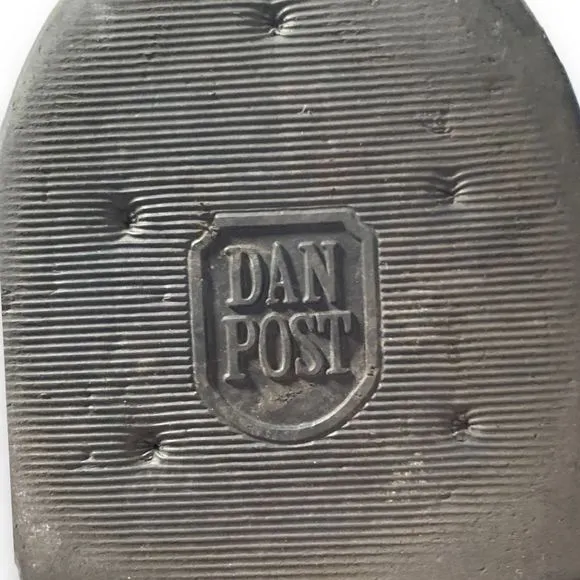 Vintage Dan Post Cowboy Boots Black Leather Unisex White Stitching Western 9