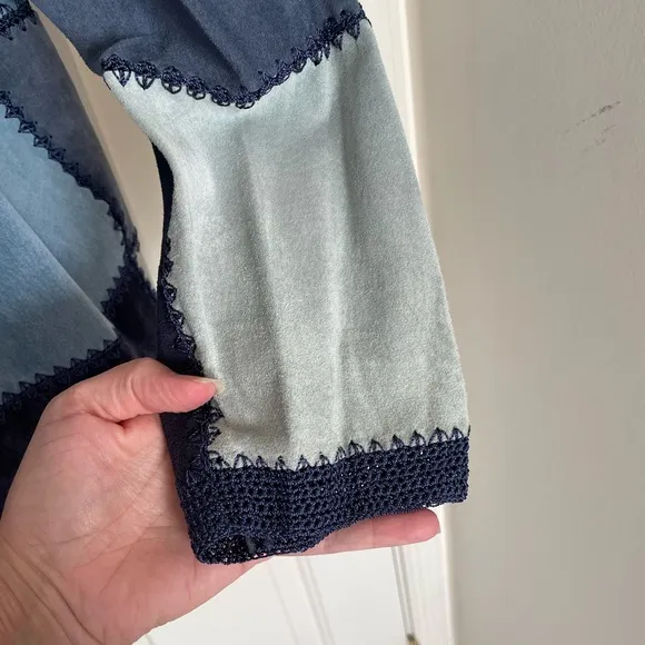 Vintage Denim &amp; Co. blue patchwork suede leather jacket | 1X
