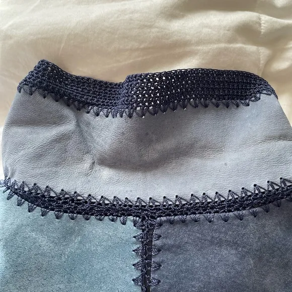 Vintage Denim &amp; Co. blue patchwork suede leather jacket | 1X