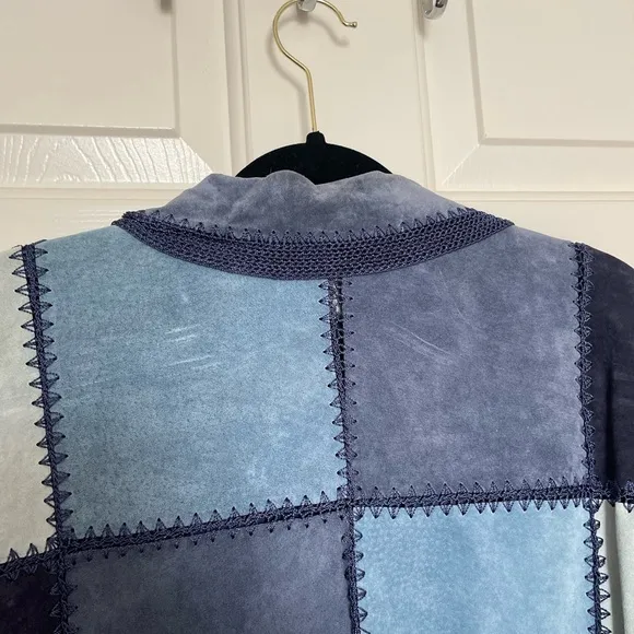 Vintage Denim &amp; Co. blue patchwork suede leather jacket | 1X
