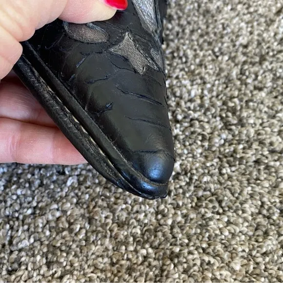 Vintage Donald Pliner Cowboy Boots Silver Black Ankle Bootie Shootie 5.5