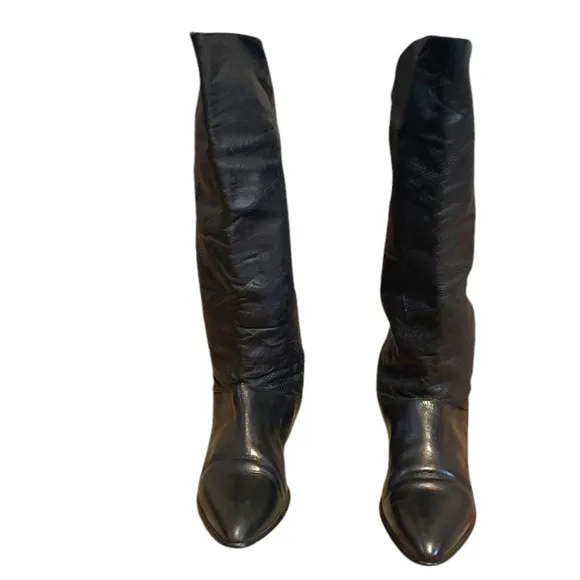Vintage Duchess Women's Knee High Pull On Leather Riding Boots, Size 10