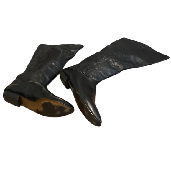 Vintage Duchess Women's Knee High Pull On Leather Riding Boots, Size 10