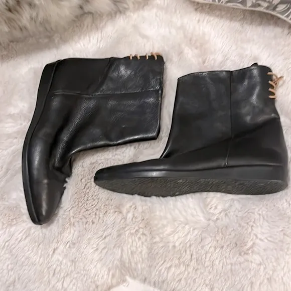 Vintage Eliot By Menatta Black Leather Ankle Boots Sz 6.5