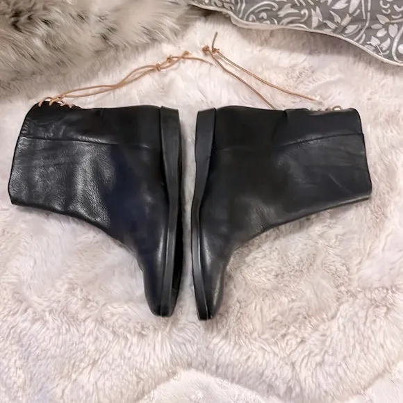 Vintage Eliot By Menatta Black Leather Ankle Boots Sz 6.5