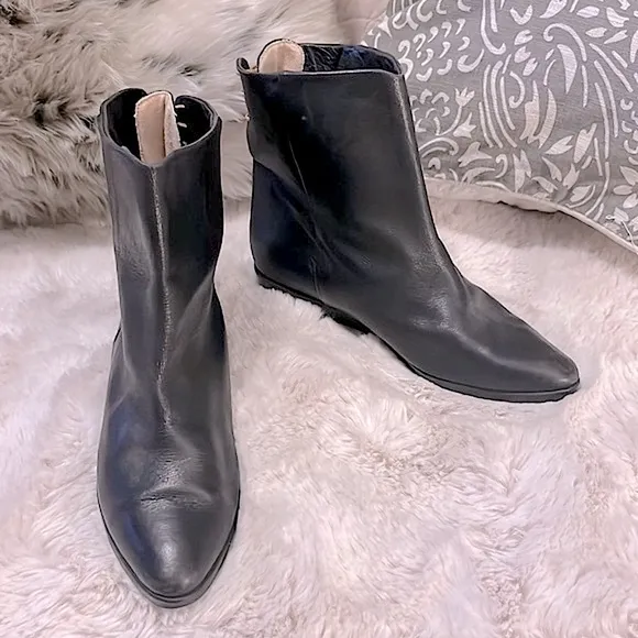 Vintage Eliot By Menatta Black Leather Ankle Boots Sz 6.5