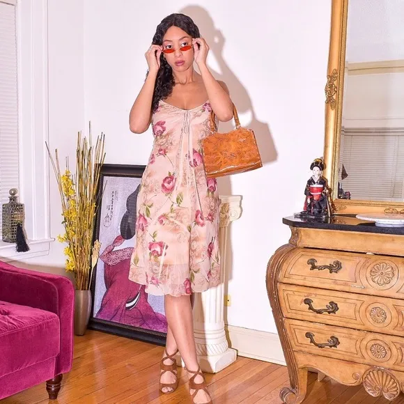 Vintage Floral Midi dress by Visio sz L