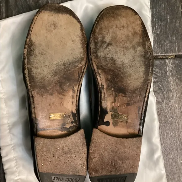 Vintage GucciHorsebit Accent Leather Loafers