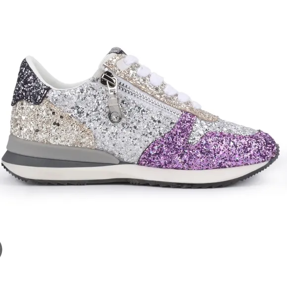 Vintage Havana Vicky Glitter Sneakers. Girl’s Sz-2 Purple/Silver NWOB