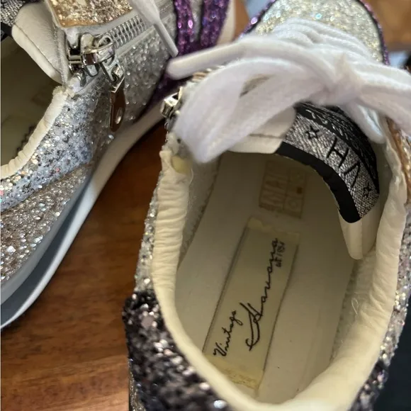 Vintage Havana Vicky Glitter Sneakers. Girl’s Sz-2 Purple/Silver NWOB