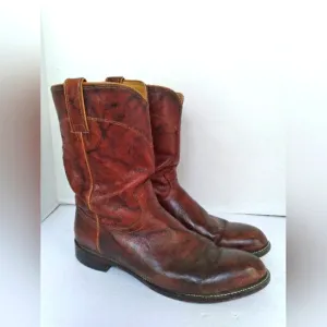 Vintage Leather Cowboy Boots Western Style Pull On Brown Size Unknown‎