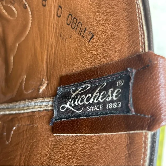 Vintage Luchese Brown Cowboy Full Quill Ostrich Western Boots Exotic Rare