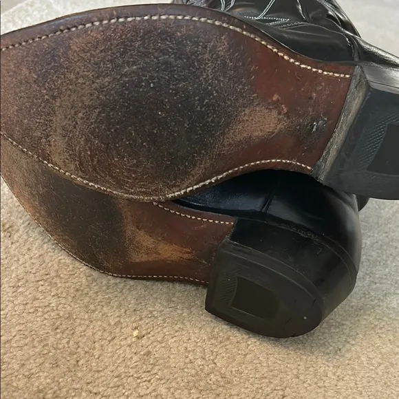 Vintage Mason Black Western Boots with Classic Stitching