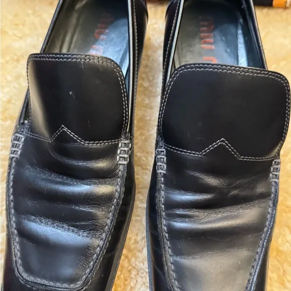 Vintage Miu Miu black leather Loafers size 8
