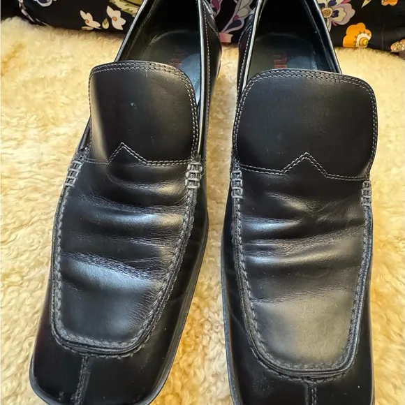 Vintage Miu Miu black leather Loafers size 8