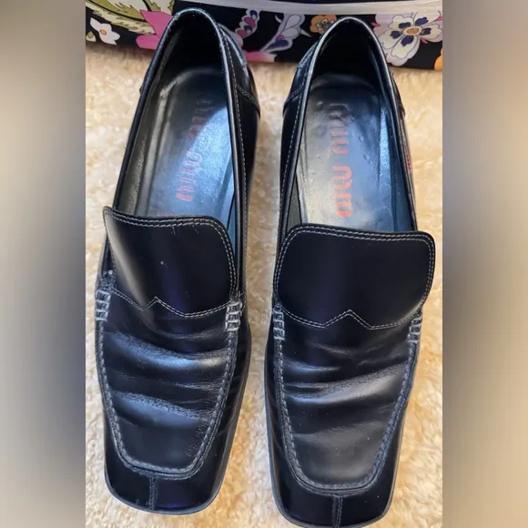 Vintage Miu Miu black leather Loafers size 8