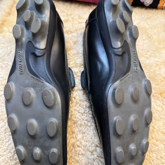Vintage Miu Miu black leather Loafers size 8