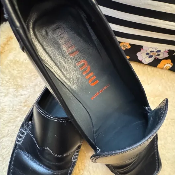 Vintage Miu Miu black leather Loafers size 8