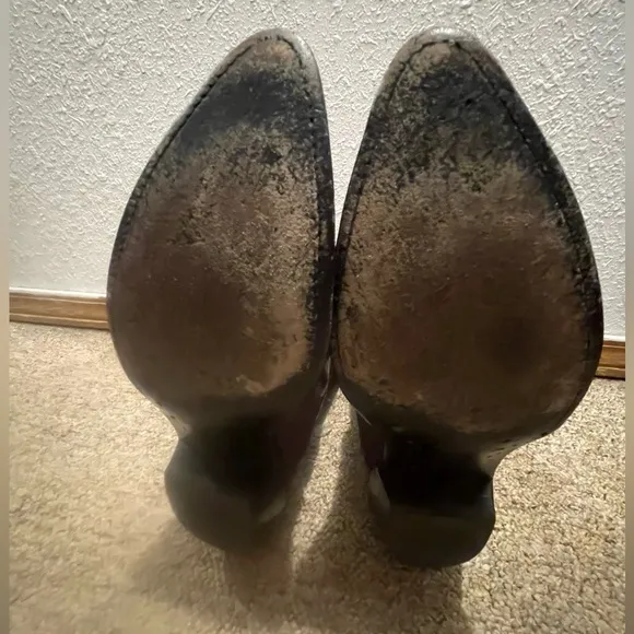 Vintage Navona Black Cherry Leather‎ Western Cowboy Boots