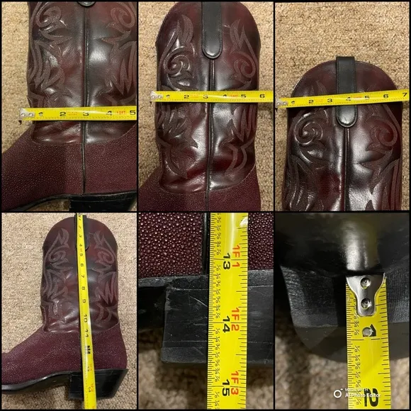 Vintage Navona Black Cherry Leather‎ Western Cowboy Boots