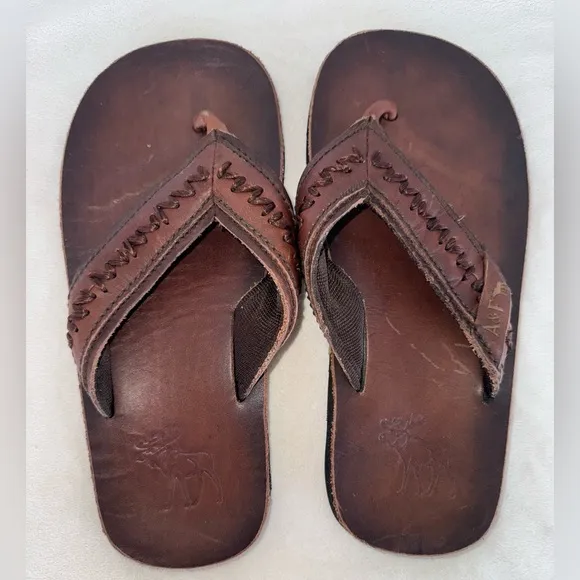 Vintage New Abercrombie &amp; Fitch Men’s Leather Sandals Brown Size Small 7.5-8.5