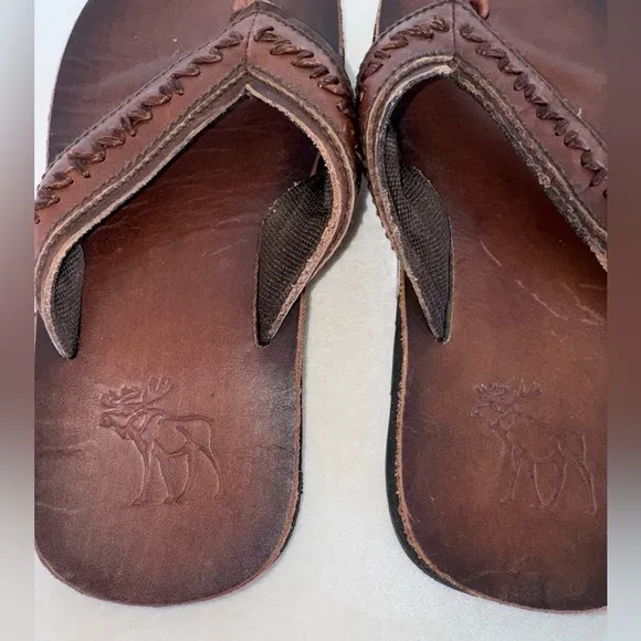 Vintage New Abercrombie &amp; Fitch Men’s Leather Sandals Brown Size Small 7.5-8.5
