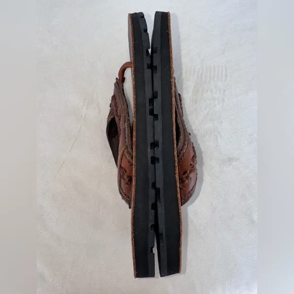 Vintage New Abercrombie &amp; Fitch Men’s Leather Sandals Brown Size Small 7.5-8.5