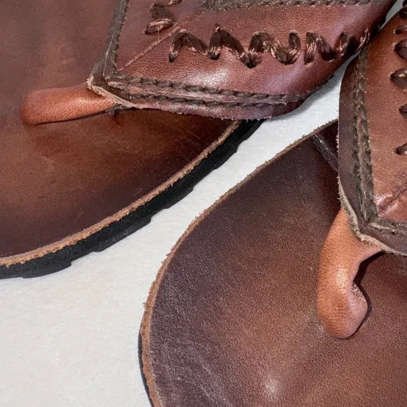 Vintage New Abercrombie &amp; Fitch Men’s Leather Sandals Brown Size Small 7.5-8.5