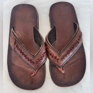 Vintage New Abercrombie &amp; Fitch Men’s Leather Sandals Brown Size Small 7.5-8.5