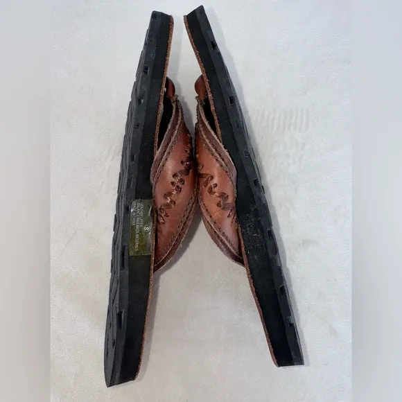Vintage New Abercrombie &amp; Fitch Men’s Leather Sandals Brown Size Small 7.5-8.5