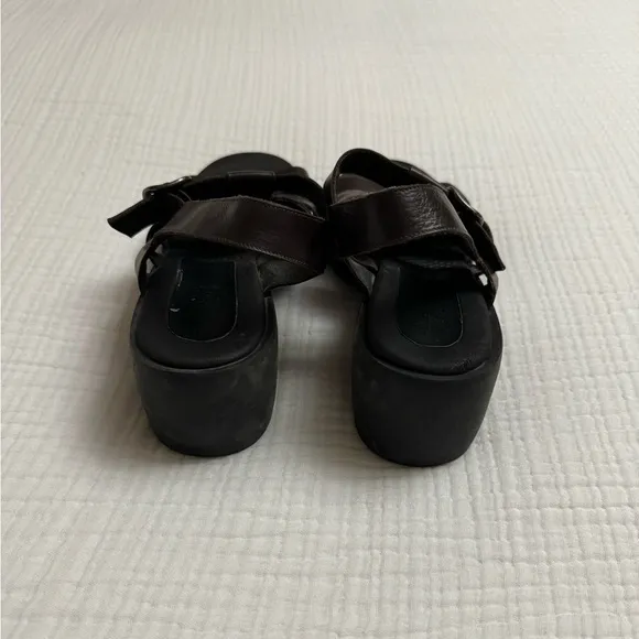 Vintage Nine West Cloud Nine Brown Chunky Leather Sandals Size 7 Classic Boho