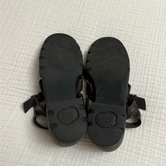 Vintage Nine West Cloud Nine Brown Chunky Leather Sandals Size 7 Classic Boho