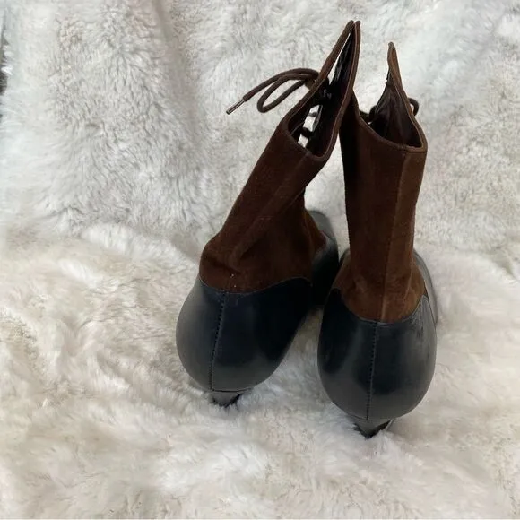 Vintage Nine West suede leather Victorian granny witchy lace up booties 8.5