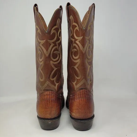 Vintage Nocona Boots Mens 12D Brown Lizard Leather Western Cowboy Rodeo Classic