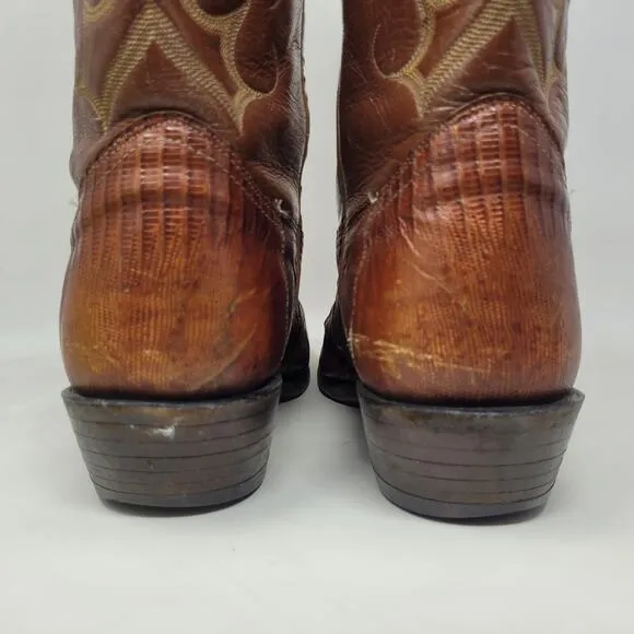 Vintage Nocona Boots Mens 12D Brown Lizard Leather Western Cowboy Rodeo Classic