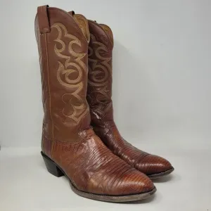 Vintage Nocona Boots Mens 12D Brown Lizard Leather Western Cowboy Rodeo Classic